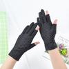Guantes de primavera y verano para mujer delgados de spandex elástico rocío de dos dedos para conducir protección solar pantalla táctil trabajo etiqueta guantes mujer