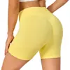 Shorts Aliexpress Transfronteiriços Tk Europeus e Americanos Calças de Yoga de Cintura Alta Femininas Pêssego Manga Curta Esportes Fitness Secagem Rápida Levanta Bumbum