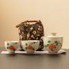 Juego de Té Rápido Shishi Ruyi Pintado a Mano por el Fabricante Juego de Té Portátil para Viaje Camping al Aire Libre Juego de Té Portátil Viaje