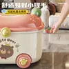 Caixa de Armazenamento de Brinquedos para Bebê, Caixa de Armazenamento Doméstica para Crianças com Rodas, Banco de Armazenamento de Plástico Cartoon de Grande Capacidade para Crianças Sentarem