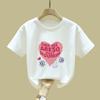 Playera de Manga Corta de Algodón Puro para Niñas Mayores, Nueva Moda de Verano, Top Rosa Trendy para Niñas