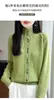 Cardigan casual de cuello alto 100% lana pura para mujer, suéter elegante de hilo floral engrosado, abrigo de punto holgado para otoño e invierno