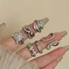Anillo Abierto Apilable de Plata con Circonitas Microincrustadas Chapado en Plata Ins Anillo Metálico de Alta Gama con Diamantes Ajustable Joyería