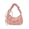 Bolso de mano de pana estampado estilo francés de moda, un bolso cruzado de nicho para estudiantes con gran capacidad, perfecto como bolso de hombro