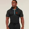 Ropa Deportiva para Hombre con Media Cremallera, Capucha, Ajustada, Dos Tonos, Bloques de Color, Transpirable, Secado Rápido, Corte Delgado, Elástica, para Entrenamiento Físico
