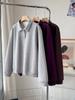 Sudadera Gris con Cuello Polo para Mujer 2025 Primavera y Otoño Nuevo Estilo Coreano Holgada Pullover Estilo Perezoso Camisa Cuello Chaqueta