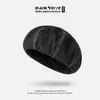 Boina Octagonal Negra para Mujer, Otoño e Invierno, Circunferencia de Cabeza Grande, Sombrero de Artista Adelgazante, Gorra de Boina Versátil de Alta Moda