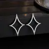 Colar Estrela de Quatro Pontas Cravejado com Diamantes para Mulheres, Conjunto de Joias Pingente Estrela Explosiva Totalmente Cravejado Vazado para Mulheres, Conjunto de Quatro Peças