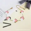 Pulseira de Trevo de Quatro Folhas Dourado Rosa 18K em Aço Titânio da Sorte Estilo Coreano Pulseira Simples para Casal Pulseira de Aço Titânio que Não Desbota