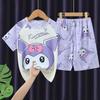 Pijama Infantil Verão Manga Curta Estilo Coreano Conjunto Roupas de Casa para Meninos e Meninas Verão para Crianças Grandes Roupas de Bebê para Ar Condicionado Finas