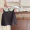 Ningli26 Vestido Chaleco Retro de Lunares de Verano para Niños Vestido de Niña Bloque de Color Cuello Grande Transpirable Sensación de Algodón Línea A