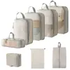 Set de 10 Bolsas de Almacenamiento de Viaje de Compresión Cuidadosamente Seleccionadas, Bolsa de Almacenamiento de Malla con Cordón para Empacar por Separado, Bolsa Organizadora para Equipaje, Maquillaje y Artículos de Tocador