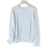 Camisa de NubeLigera y Cómoda Acetato de Seda de Morera Cuello Redondo Borde Enrollado Manga Larga Top de Punto para Mujer Otoño Delgado