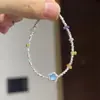 Pulsera Colorida de Estrella Plateada Rota de Dopamina Moda y Exquisita Fresca Pequeña Pulsera de Estrella de Cinco Puntas de Ojo de Gato Azul