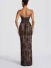 2026 Europeu e Americano Transfronteiriço Slim-Fit Novo Body de Renda Vestido Bodycon Para Festa Pronto Para Envio Vestido Longo com Amarração