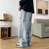 Fornecidos diretamente pelo fabricante, estes são calças de moletom masculinas para outono/inverno estilo americano com cordão reto, design moderno e na moda, corte solto e de tamanho grande com perna larga.