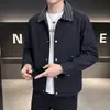 Jaqueta Jeans Patchwork Outono e Inverno Masculina Gola Lapela Retro Casual Tendência Xadrez Versátil Moda Top Roupa Masculina