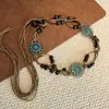 Cinturón Marrón Estilo Étnico Vintage Bohemio para Mujer, Adecuado para Vestidos, Cadena de Cintura Tejida, Accesorio de Cinturón de Metal