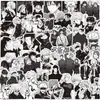 1000 Adesivos de Anime Preto e Branco Jujutsu Kaisen Demon Slayer One Piece Adesivos de Decoração para Caderno Periférico