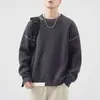 Suéter de Alta Gama para Hombre Otoño/Invierno 2026, Marca de Moda, Corte Holgado, Cuello Redondo, Casual, Versátil, Relajado, Sencillo, Tejido Cálido