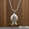 Collar Retro de Larga Vida con Candado de Paz Estilo Étnico Versátil Cadena Larga de Lana para Hombres y Mujeres Colgante Bola Redonda Accesorios para Ropa