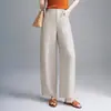Pantalones Anchos de Lino Tencel para Mujer, Moda Otoño 2026 Nuevo, Cintura Alta, Sueltos, Adelgazantes, Pierna Recta, Casual