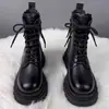 Botas Martin de Suela Gruesa de Moda para Mujer 2026 Nuevas Otoño/Invierno Estilo Británico Botines de Celebridad de Internet Botines Individuales para Mujer Pequeña
