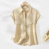 Camisa de Moda Estilo Coreano para Mulheres 2026 Verão Nova Algodão e Linho Solta Tamanho Grande Justa Manga Curta Simples Tendência Camisa para Mulheres