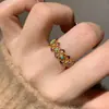 Anillo Hueco de Esmalte con Pegamento de Hoja de Albaricoque Vintage Color Nacional Fanghua Nuevo Estilo Chino Retro Elegante Anillo de Dedo