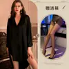 Lingerie Sexy Estilo Namorado Sedutora Camisa Sexy Tamanho Grande Roupão Uniforme Cardigã Tentação Roupa de Dormir Seduzindo Sem Fundo