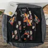 Camisa de manga corta para hombre estilo japonés retro con estampado de animales de dibujos animados, moderna, corte holgado