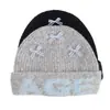 Gorro de alta calidad de mezcla de lana coreana, perfecto para otoño e invierno, hace que tu cara se vea más pequeña, presenta un patrón de jacquard con letras y tiene un ajuste holgado y cómodo