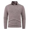 Suéter Casual Preguiçoso Masculino Outono/Inverno 2025 Amazon Transfronteiriço Novo Gola Redonda Levemente Solto Tricô Falso Duas Peças