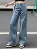 Amazon Comercio Exterior Transfronterizo Ropa de Mujer Estampado de Mariposa Retro Pierna Ancha Holgada Estilo Callejero Jeans de Tiro Medio Pantalones Largos