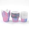 Papel Coated Taça Chama Cor Gradiente Bandeja de Papel para Cupcake Molde de Assar Resistente a Altas Temperaturas Conjunto de Forminhas para Muffin com Bordas Enroladas