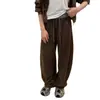 Pantalones casuales de pierna ancha de cintura alta para moda de otoño, pantalones deportivos simples y versátiles, pantalones de chándal estilo americano con bloques de color, cordón, patchwork y pierna curva