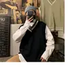Estilo Hong Kong Primavera e Outono Comércio Exterior Transfronteiriço Tricô da Moda Masculino Estilo College para Casal Colete de Lã Sem Mangas
