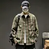 Camisa xadrez retrô estilo japonês de alta qualidade para homens, jaqueta de trabalho de manga comprida com corte solto, camisa espessa versátil casual de outono