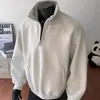 Sudadera con capucha y media cremallera Retro Americana para Hombre Otoño Ajuste Limpio Top de Pareja Holgado Cuello Alto Sudadera con Capucha Sudadera Chaqueta