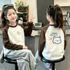 Ropa Interior de Felpa para Niñas Otoño Invierno Ropa Elegante Niña Cálido Bebé Se Puede Usar Afuera Niños Medianos y Grandes Camiseta de Manga Larga con Bloques de Color