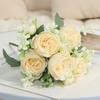 En stock, venta al por mayor, decoración del hogar, simulación de flores falsas, pequeño ramo de rosas, diseño de boda, simulación de 5 rosas persas