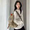 Algodón Puro Blanca Capa Interior Camiseta Base Mujer Otoño Invierno 2026 Nuevo Estilo Camiseta de Manga Larga Top Holgado Diseño Americano
