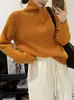 Suéter de punto suelto con cuello alto y media cremallera transfronterizo para mujer 2026 Nuevo Top versátil para primavera y otoño Azul Klein