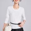 Camiseta de Manga Larga tipo Mascarilla, Ligera, de Lyocell Tencel Lino para Mujer, Nuevo Estilo 26, Simple, Casual, Ajustada, Amigable con la Piel