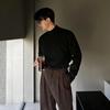 MYQ Jersey de Cuello Alto para Hombre Invierno Cálido Camisa Base Moda Coreana Simple Casual Camisa de Punto
