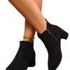 Botas Martin de Couro para Mulheres, Bico Fino, Salto Bloco, Comércio Exterior Transfronteiriço, Novidade Moda Outono e Inverno 2025, Cano Curto, Salto Médio, Tamanho Grande