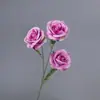 Rosa Búlgara Tres Cabezas Seda Artificial Flor Falsa Decoración Cascada de Rosas Pared Boda Flor Artificial Salón de Bodas