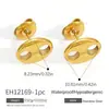 Brincos de Aço Inoxidável Transfronteiriços com Design Único e Moderno, Cravejados com Zircônia em Formato de C, Banhados a Ouro 18K, Brincos à Prova d'Água e que Mantêm a Cor