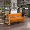 Sofá de Peluquería Silla de Espera Sofá de Acero Inoxidable Área de Descanso de Peluquería Sofá de Recepción Salón de Belleza Peluquería Exclusivo