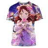 Camiseta Casual Unissex de Manga Curta com Estampa 3D de Meninas Fofas de Anime, Novo Estilo Transfronteiriço, Fonte de Suprimento